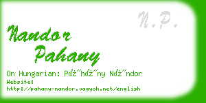 nandor pahany business card